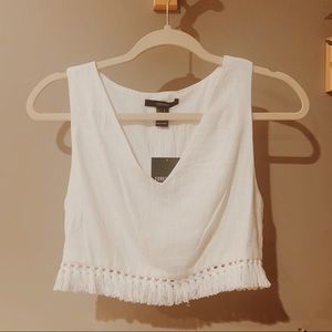 Linen Fringe Crop Top